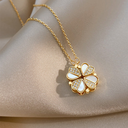 Four Leaf Clover Pendant Necklace Stainless Steel